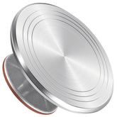 Syntus aluminum revolving cake stand top view showing sturdy construction for stable decorating