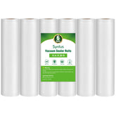 Syntus vacuum bags for six 8x20 rolls, durable, ready for meal prep.