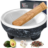 SYOKAMI no-rock powder mortar and pestle set on a kitchen counter for quick, clean grinding.