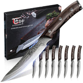 SYOKAMI steak knives with blade-angle focus for clean, effortless slices.