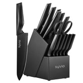 Syvio block knife set with built-in sharpener for convenient edge maintenance