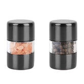 T-mark premium black grinder set, compact front view for travel seasoning.