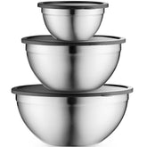 Table Concept stainless steel mixing bowls with brushed finish for durable cooking prep.