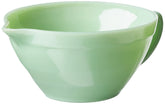 TableCraft Jadeite 1.25qt mixing bowl with handle for easy transport and pouring.