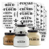 Talented Kitchen clear pantry labels pack on glass jars for organized storage.