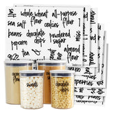 Talented Kitchen pantry labels 157-piece set on jars for organized storage.