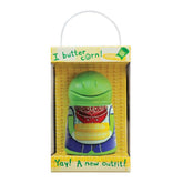 Talisman Designs Butter Boy butter-keeper on fridge, reducing mess during meals.