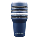 Tally Tumbler Golf Bogey Blue lid close-up highlights spill-proof seal for on-the-go use.