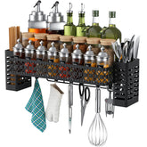 Tamomic hanging spice rack over stove keeps spices within easy reach.
