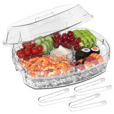 Tangyinus ice chilled party platter with lid and four compartments for organized serving
