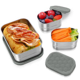 Tanjiae 3-cup and 1-cup stainless steel lunch containers with leak-proof lids for versatile meals.