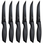 Targzier premium steak knives in black with ergonomic handles for precise cuts.