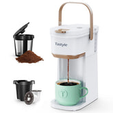 Tastyle single-serve coffee maker front view in a compact kitchen for space-saving appeal.