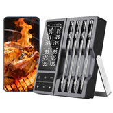 TASTYTI wireless smart thermometer with 4-probe setup for simultaneous multi-meat monitoring.
