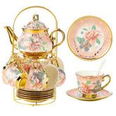 TATSUMI porcelain teapot with pink flowers for elegant tea gatherings
