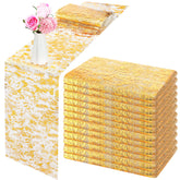 Tatuo gold table runner glitter detail enhances wedding table ambiance
