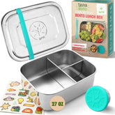 TAVVA bento box kids 27oz open-view shows three compartments for organized meals