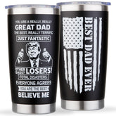 Tawazi dad tumbler 20oz insulated keeps beverages at the right temperature.