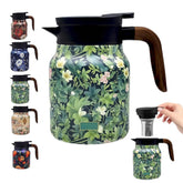 TBHAPY vintage floral teapot with wooden handle for comfortable, spill-free pours