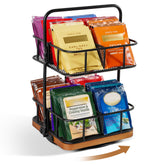Tea Bunch rotation-2-tier teabag organizer with 360° base for easy access.