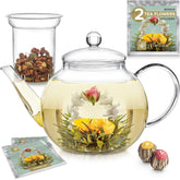 Teabloom Celebration Teapot glass body for pure, visually rich tea brewing