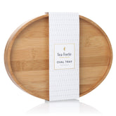 Tea Forte bamboo tray top view, ideal for elegant tea service and snack pairing.