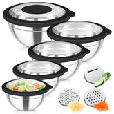 TeamFar mixing bowls with clear lids for quick content visibility and freshness.