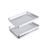 TeamFar toaster oven pan in stainless steel, compact design ideal for small batches.