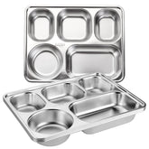 Tebery rectangular divided plate top view shows five sections for balanced meals.
