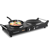 Techwood 1800W hot plate double burners top view for compact dorm or RV kitchen