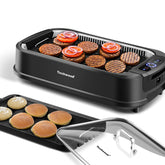 Techwood indoor smokeless grill lid view for cleaner indoor grilling
