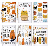 TecUnite cat towels set with varied designs add playful kitchen decor and color.