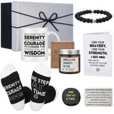 Teenyyou sobriety gift box packaging in blue with white lid, ideal for gifting and daily motivation.