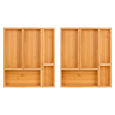 Teicui bamboo drawer organizer set with expandable sections for flexible kitchen storage.