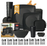 Teivio 80-piece square dinnerware set with unbreakable dinner plates for family meals