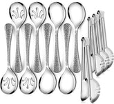 Teivio hammered stainless steel serving spoon 9.8-inch for easy buffet service
