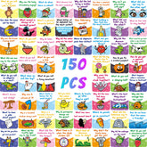 Teling 150 lunchbox joke cards arranged for kids' lunchboxes to spark smiles at lunchtime.
