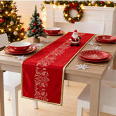 Tenceur Christmas Table Runner with embossed floral pattern adds festive elegance to dining tables.