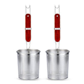 TENTA KITCHEN micro-perforated pasta strainer with handle for fast draining and safe transfer.