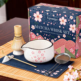 Tepsmigo ceramic matcha bowl with cherry blossom motif for whisking