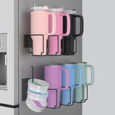 Terficer magnetic water bottle organizer holds Stanley 40oz tumblers on the fridge