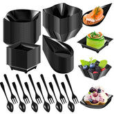 Tessco for you mini appetizer plates, black style A, enhances party plating