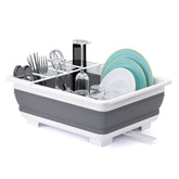 Thanstar collapsible dish drying rack opened on counter for quick drying