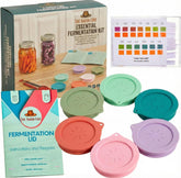 The Amish Chef basic fermentation lid close-up showing a tight wide-mouth seal for mess-free fermentation