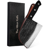 The Nikos Knife Serbian Chef Knife 6.7 inch blade close-up for precise slicing.