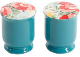 The Pioneer Woman vintage floral salt pepper set adds charm to any table setting.