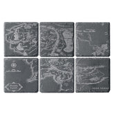 The Wine Savant LOTR map coaster with engraved Middle Earth design for tabletop protection
