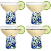 The Wine Savant stemless margarita glasses with confetti design, ideal for stylish entertaining.