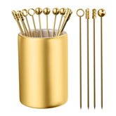 THECOSKY gold cocktail picks with holder, elegant garnish for olives and fruit.