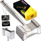 TheDOM stainless steel meat mallet head for durable tenderizing of beef and poultry.